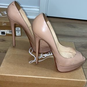 Christian Louboutin Lady Peep 160 Beige Patent